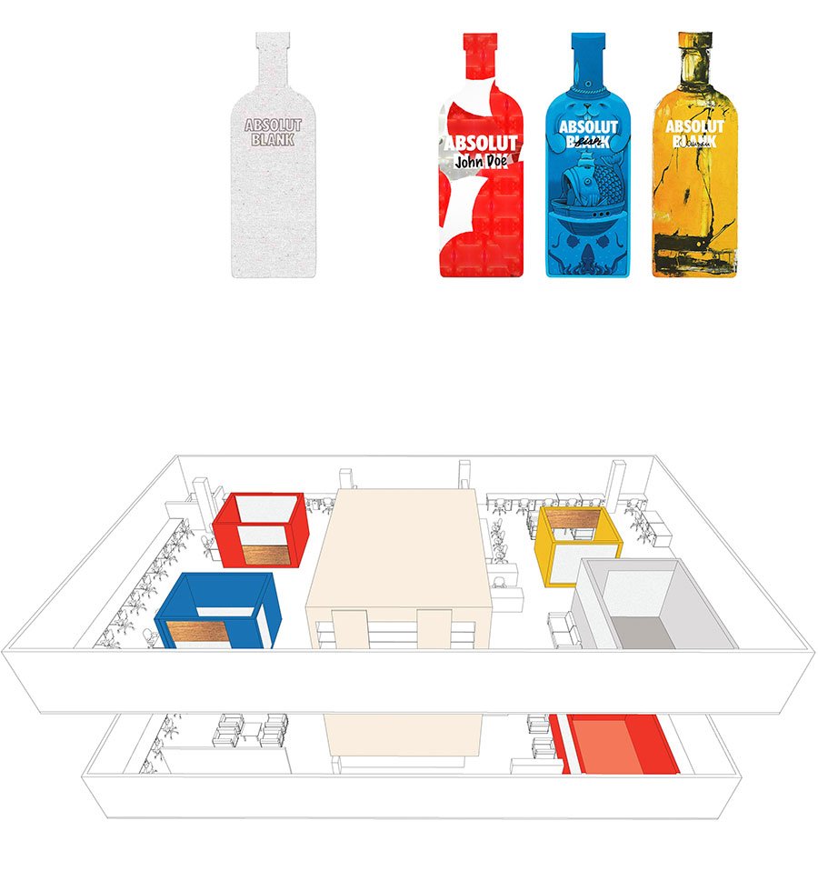 White canvas concept of the absolut bottle