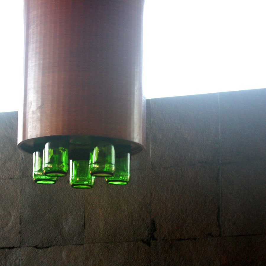 Recycled beer bottles lighting - Esko lounge