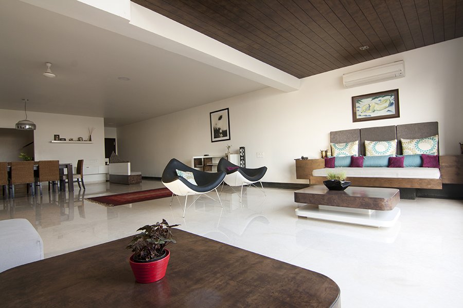 Light, bright and airy living space - penthouse design in bangalore 