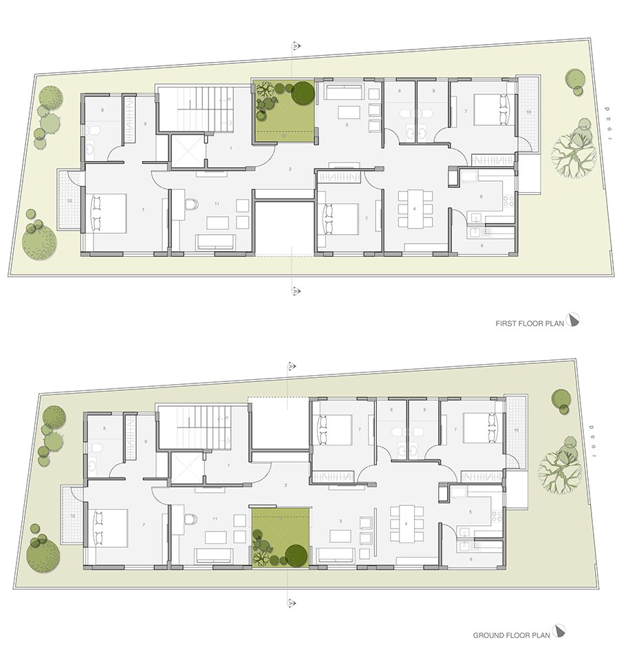 First floor and ground floor layout