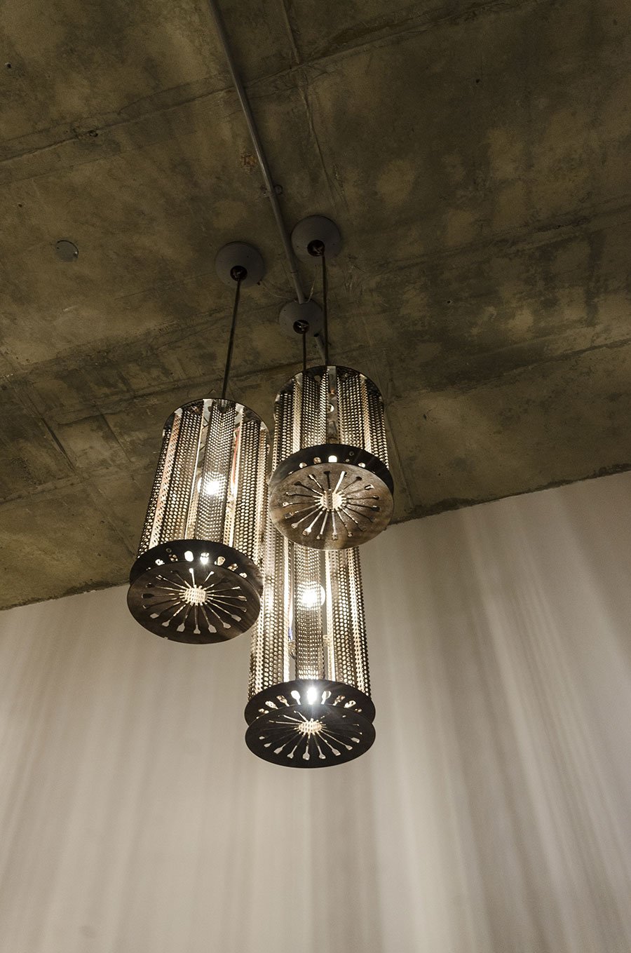 Hanging lamp design using recycled metal scrap