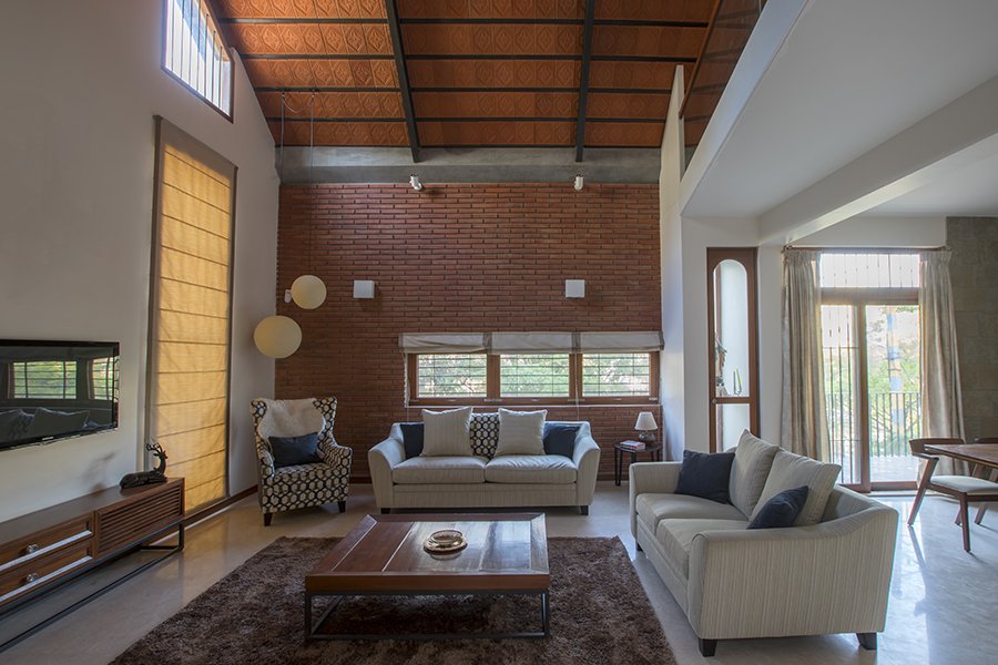 living room space in white design