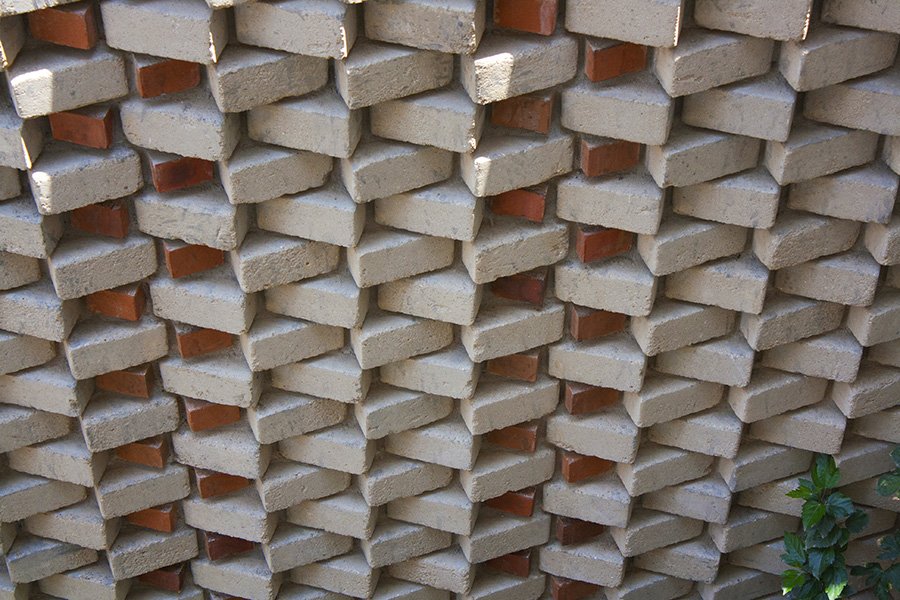 Brick latticework in stack house design