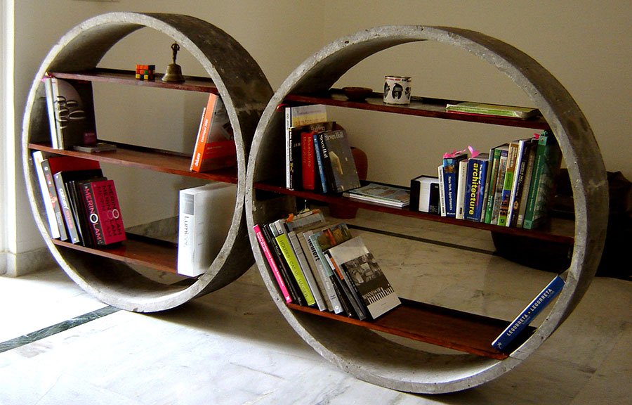 Unique Book shelf design using varied media