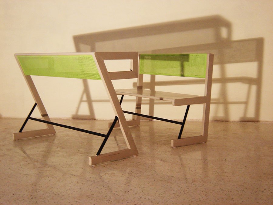 Table and bench seating for two - school furniture 