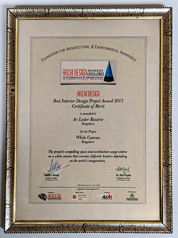 Archidesign Awards 2013 -   Best Design Award (Certificate of Merit)-White Canvas