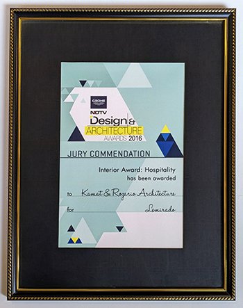 NDTV Design- Architecture Awards 2016  Recognition